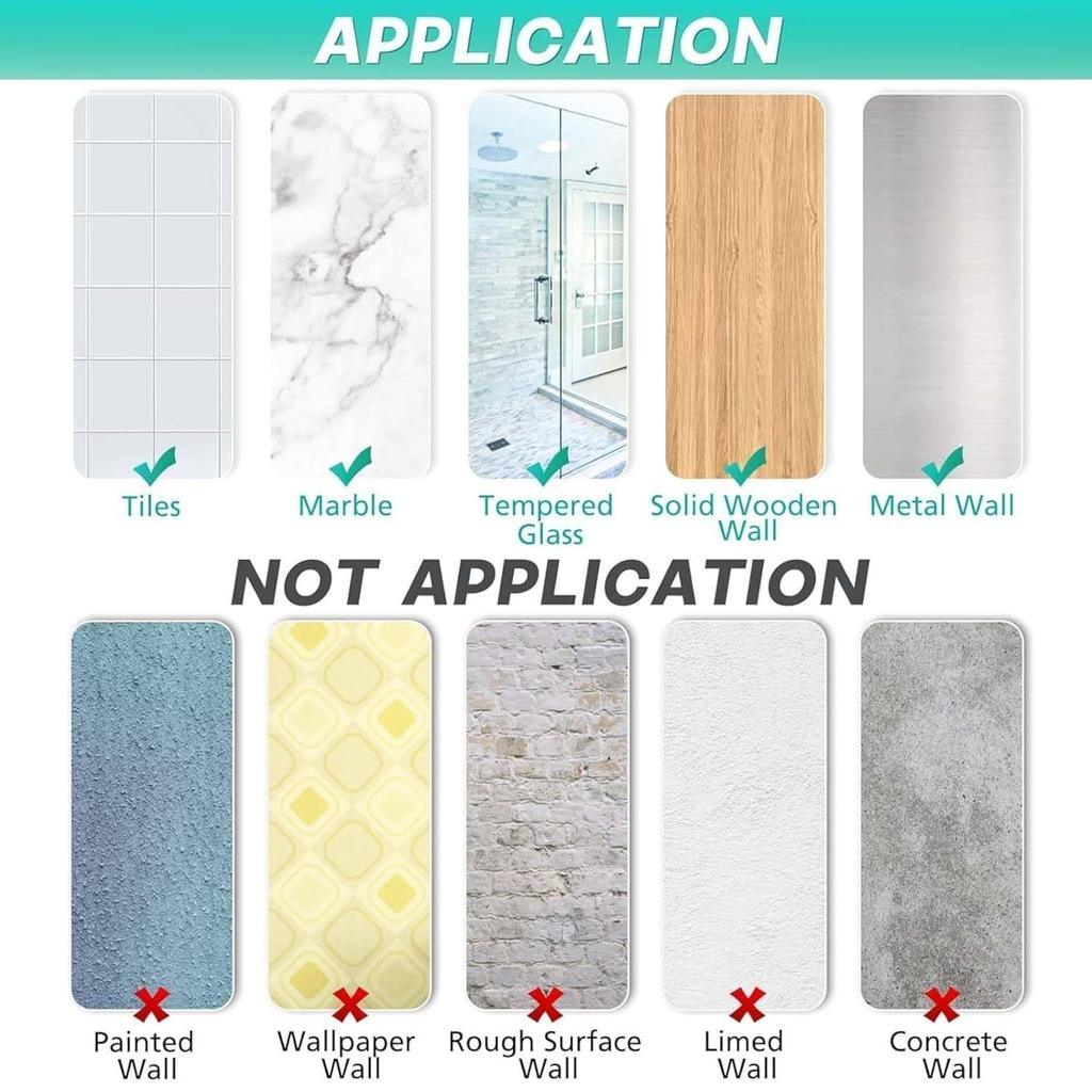 Baderomshylle i rustfritt stål for vegg | Selvklebende baderomsorganisator | 4 kroker for håndkleholder | Plassbesparende veggmontert baderomshylle