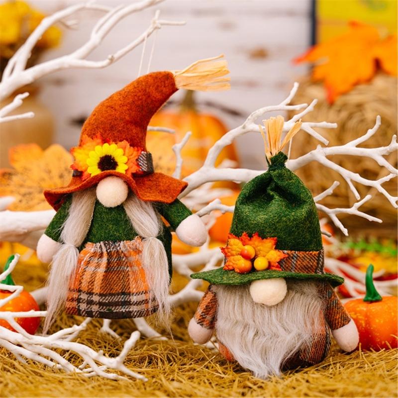 Thanksgiving No Face Toy Pendant Colorful No Face Doll Hanging Decoration for Thanksgiving Party Embellishment