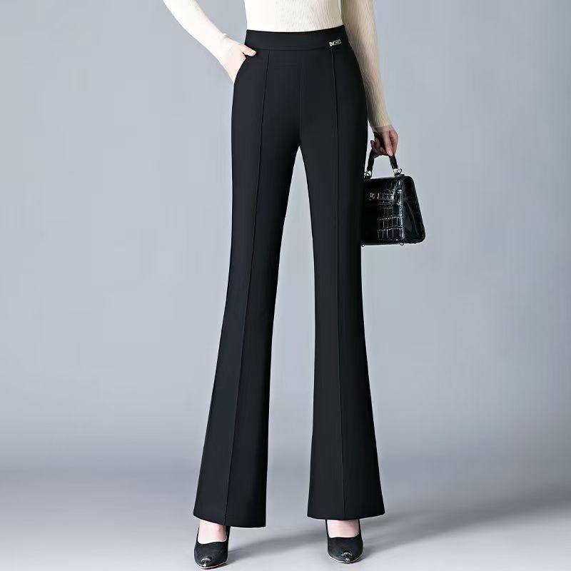 

Womens High Waist Solid Color Flare Pants M чёрный