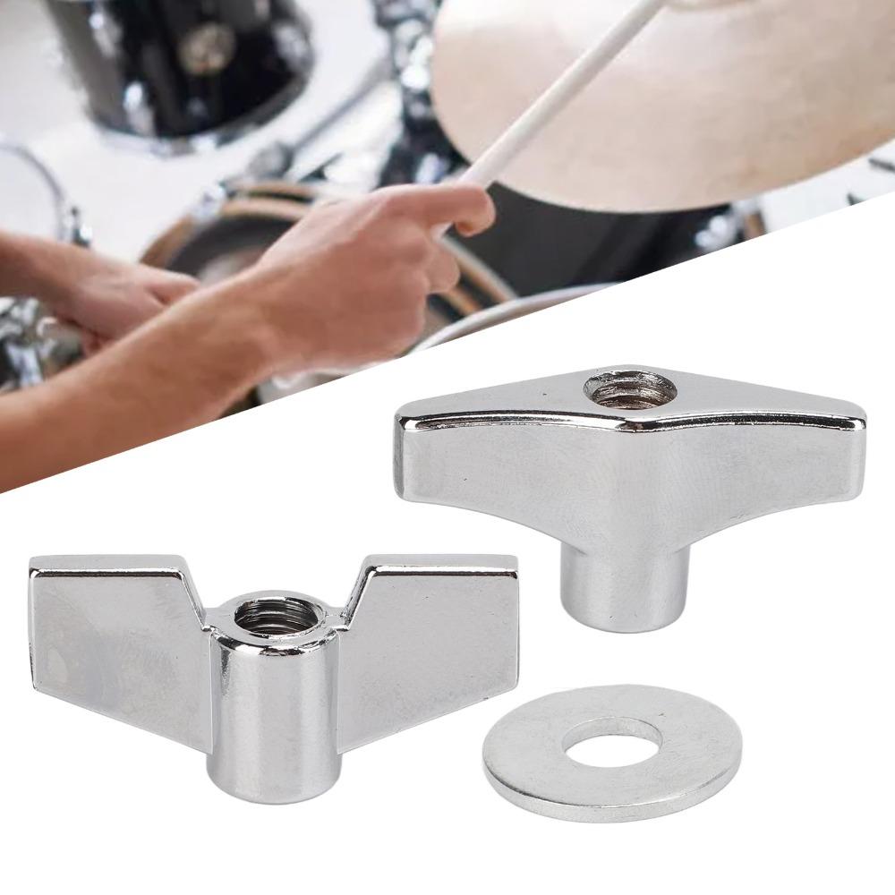 6PCS Metal Drum Set Wing Nuts Silver Percussion Instrument Parts Drum Set Accessories