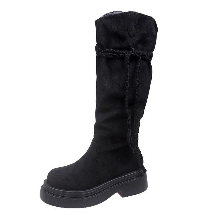 Thick-soled Brown Maillard Boots Women's 2025 New Autumn and Winter Wasteland Wind Heap Boots Tall Knight Boots