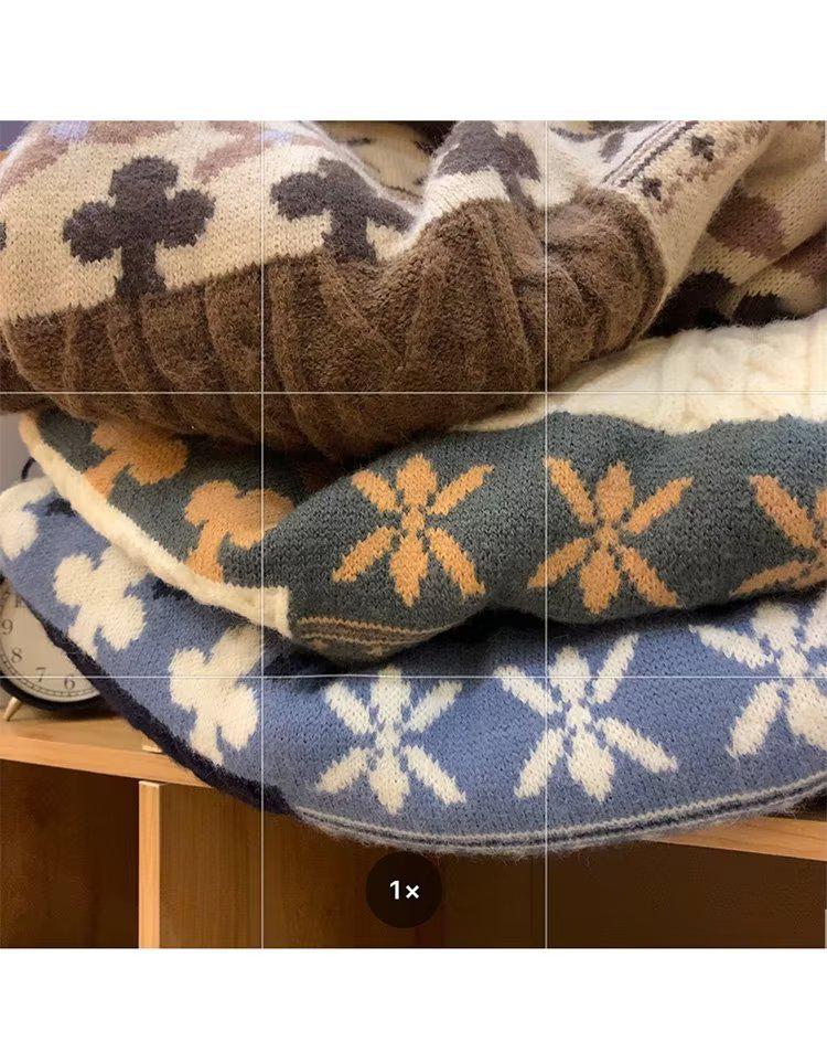 Pánský japonský retro zimní svetr - Trendy volný pulovr s kulatým výstřihem