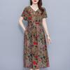 Elegant Women Dresses Summer Plus Size Vintage Clothes Short Sleeve Casual Long Dress