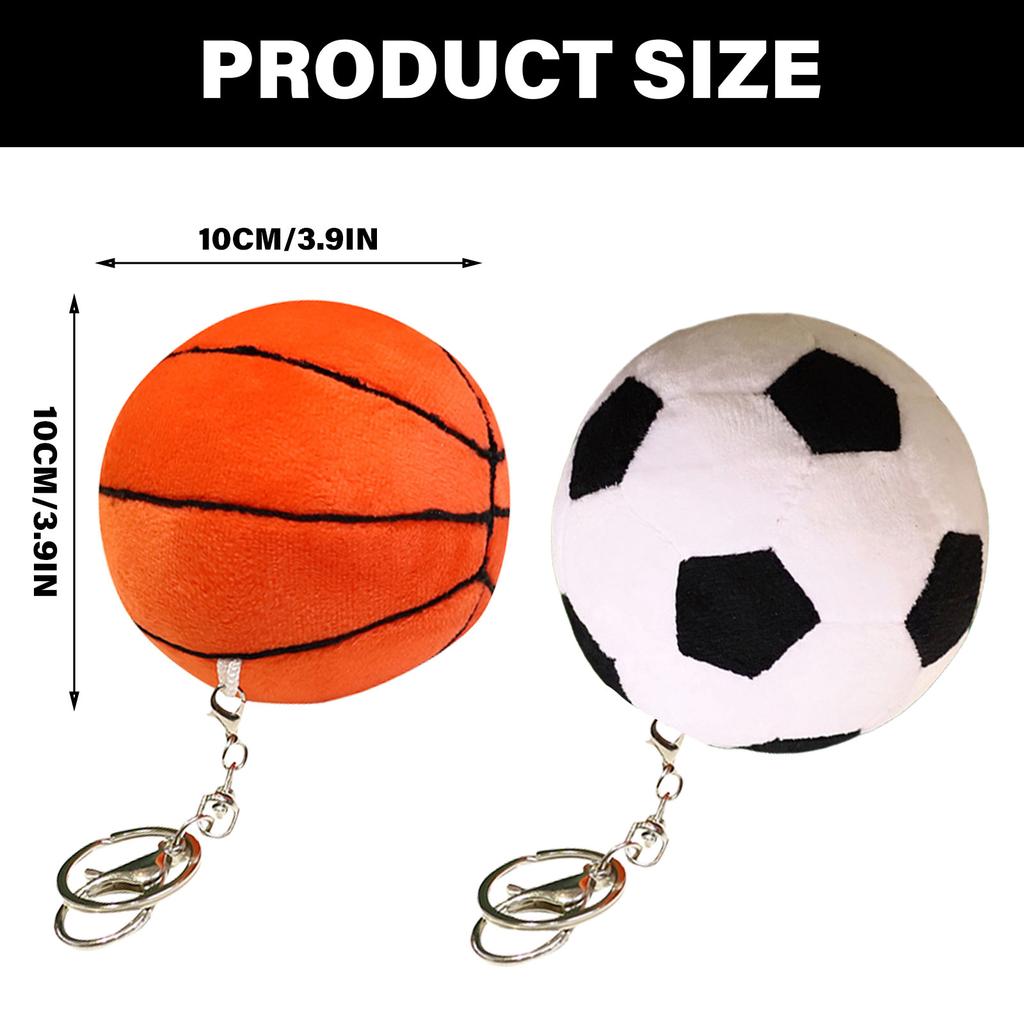 Fashion Plush Football/Basketball Charm Keychains Ornament Unique Women Car Keyring Backpack Handbag Pendant Key Holder