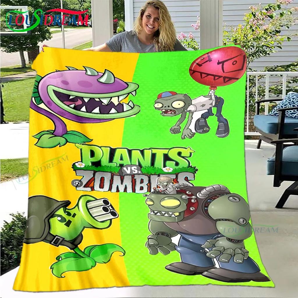 Hot Puzzle Games P-plant Vs Z-zombiee Flannel Children Blanket Sofa Bed Decoration Blanket Portable Blanket Bath Towel Gift