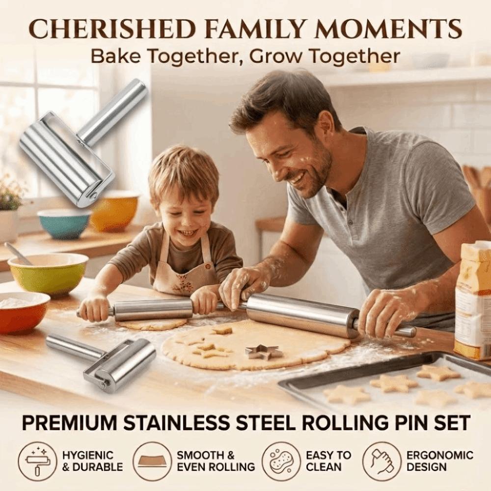 Stainless Steel Rolling Pin Non Stick Single Head Dumpling Rolling Pin Small Pastry Pizza Bakers Roller Culinary School