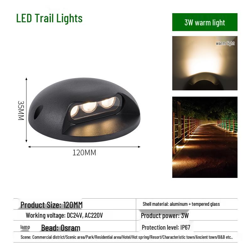 

Waterproof Outdoor Pathway & Stairway Lights – Turtle Back Design with Side Emitting Translucent Wall Lights