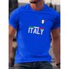 Men's Summer 100 Cotton Fashionable Casual Sports Loose Fit Plus Size Italian Letter Printed Round Neck Short Sleeved T-shirt
