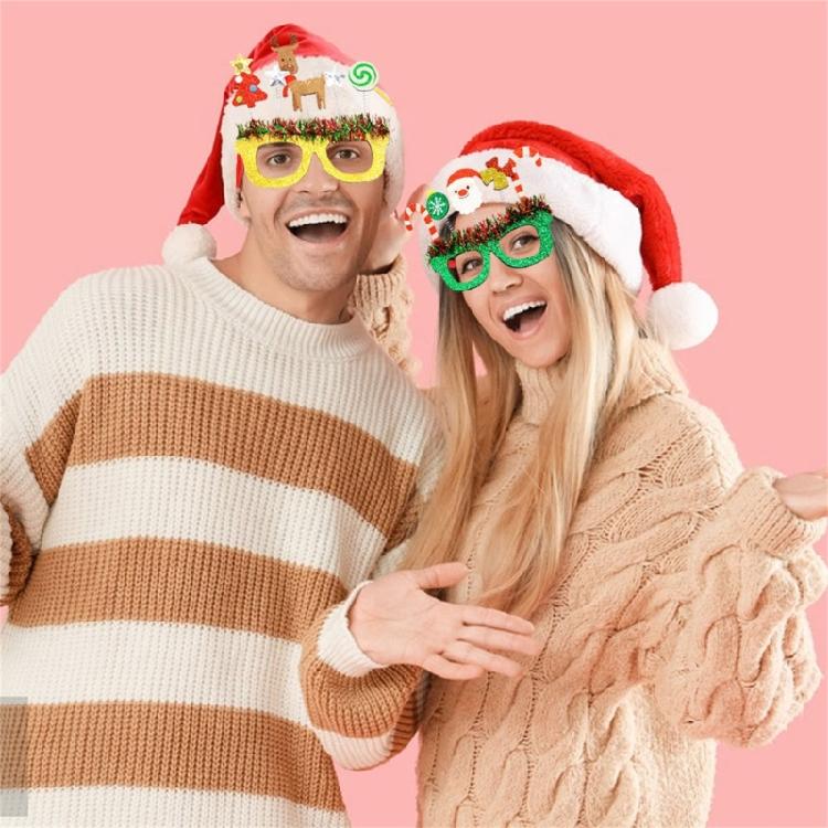 Christmas Glitters Parties Eyeglasses Frames Funny Eyeglasses Lovely Pattern for Party Make Up