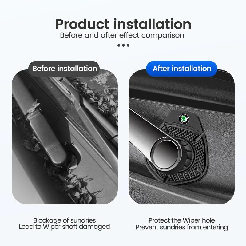 ksgry3 Car Wiper Hole Protective Covers Debris Leaves Dustproof Sleeve For Skoda Octavia Rapid Fabia Superb Kodiaq Scala Karoq Kamiq