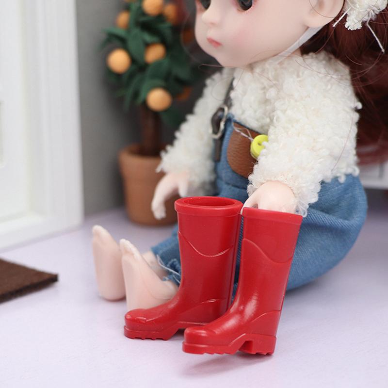 1Pair Black 1/12 Miniature Rubber Boots Dollhouse Garden Accessories Accessoriesdollhouse Accessories