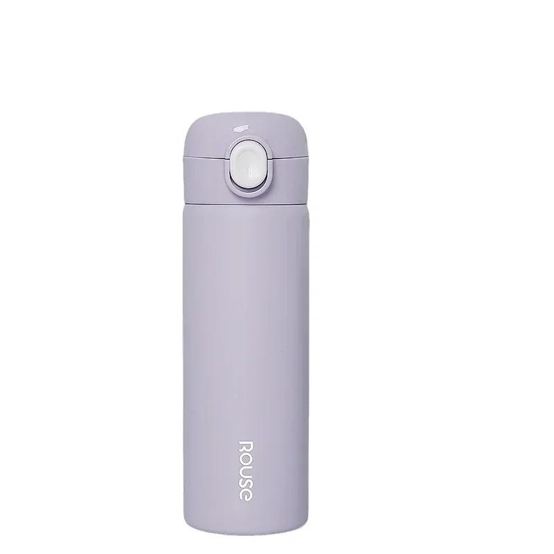 304 Stainless Steel Fashion Vacuum Flask Water Bottle with Straw Simple Bouncing Insulated Cups Portable Travel Coffee Cup Gifts