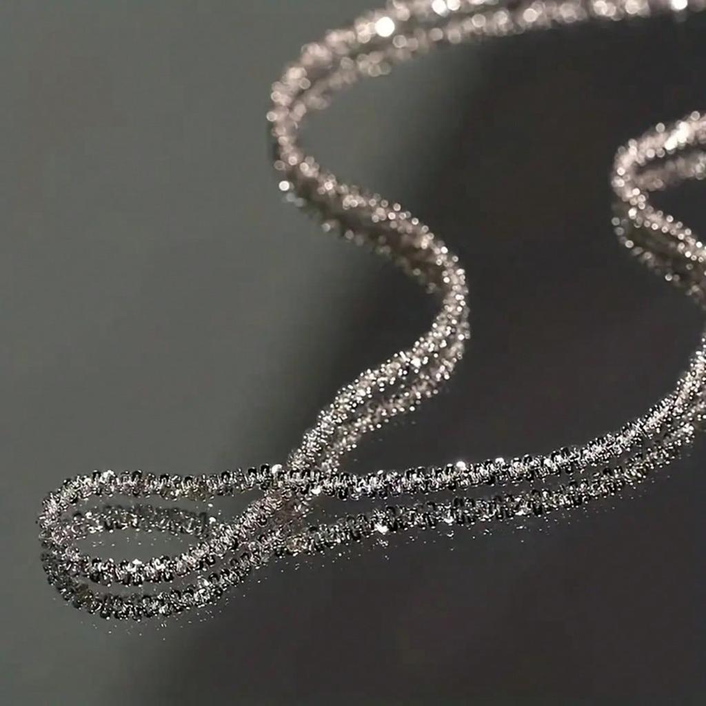 1 ks jednoduchý třpytivý náhrdelník se hvězdou, unisex náhrdelník vhodný pro každodenní nošení, elegantní třpytivý řetízek, stohovatelný design