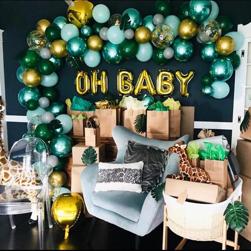 40pcs/set Olive Green Balloons Animal Patterns Bright-coloured Decorations Exquisite Balloons Jungle Zoo Theme Party Birthday