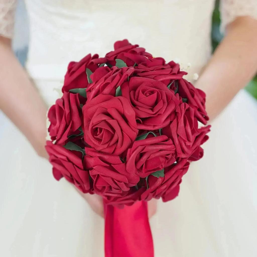 25pcs Artificial Flowers Fake Flowers Roses W/stem For DIY Wedding Bouquets Centerpieces Arrangements Party Home Decorations