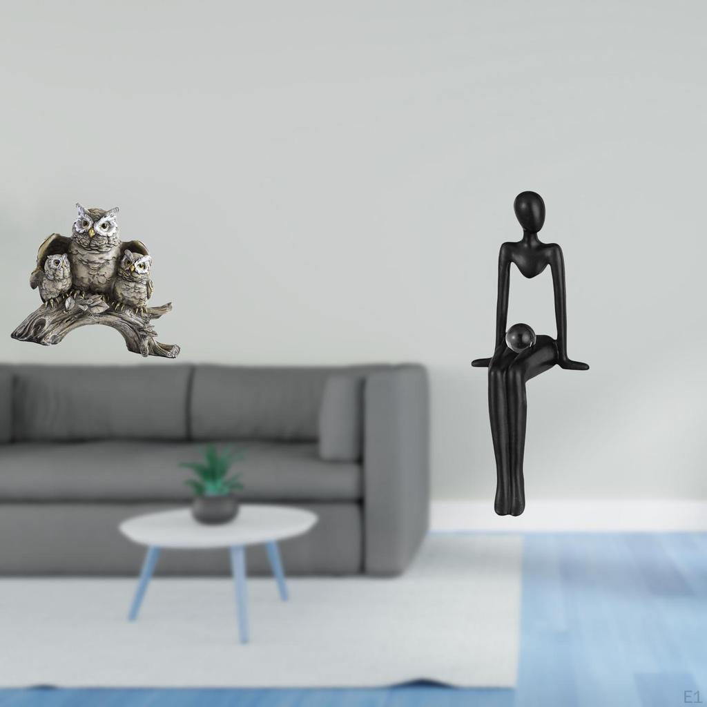 Modern Abstract Owl Thinker Resin Figurine Sculpture for Living Room Office Bookshelf Cabinet