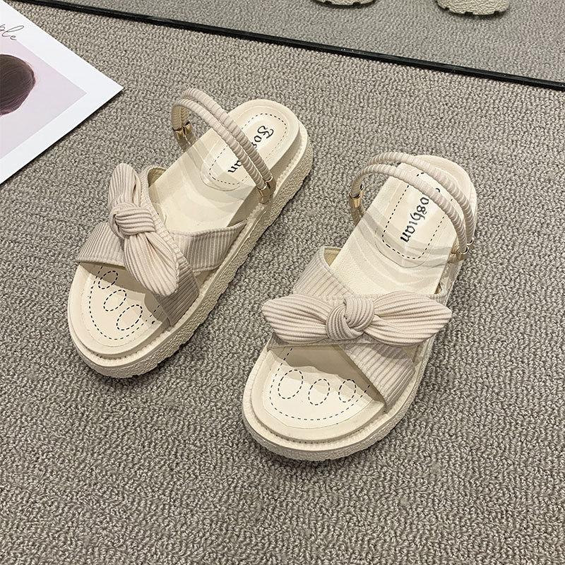 Two sandals for women's summer wear 2025 new ins trendy with skirt platform fairy style Roman beach slippers