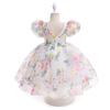 Girls' Dress  Puff Sleeve Princess Dress Children's Floral Dress Mesh Fluffy Dress
