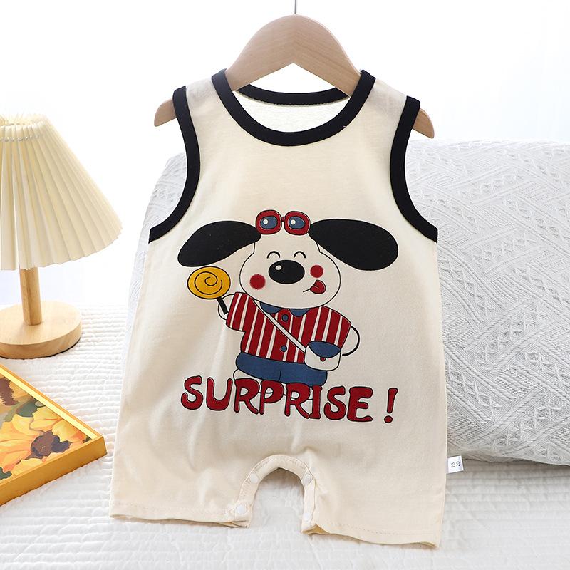 

Baby crawling clothes made of pure cotton summer Korean version for boys and girls, thin vest for girls, children s jumpsuit 59 чорний