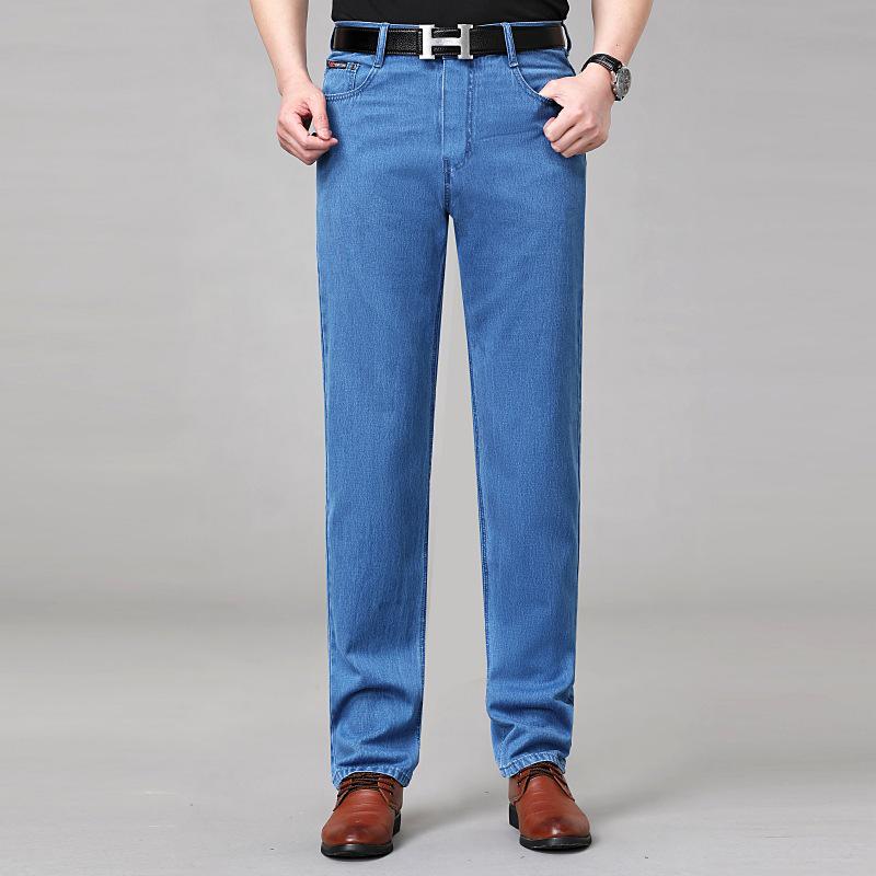 2026 Summer Men's Loose Straight-Leg Cotton Jeans - Middle-Aged Dad's Casual Wear