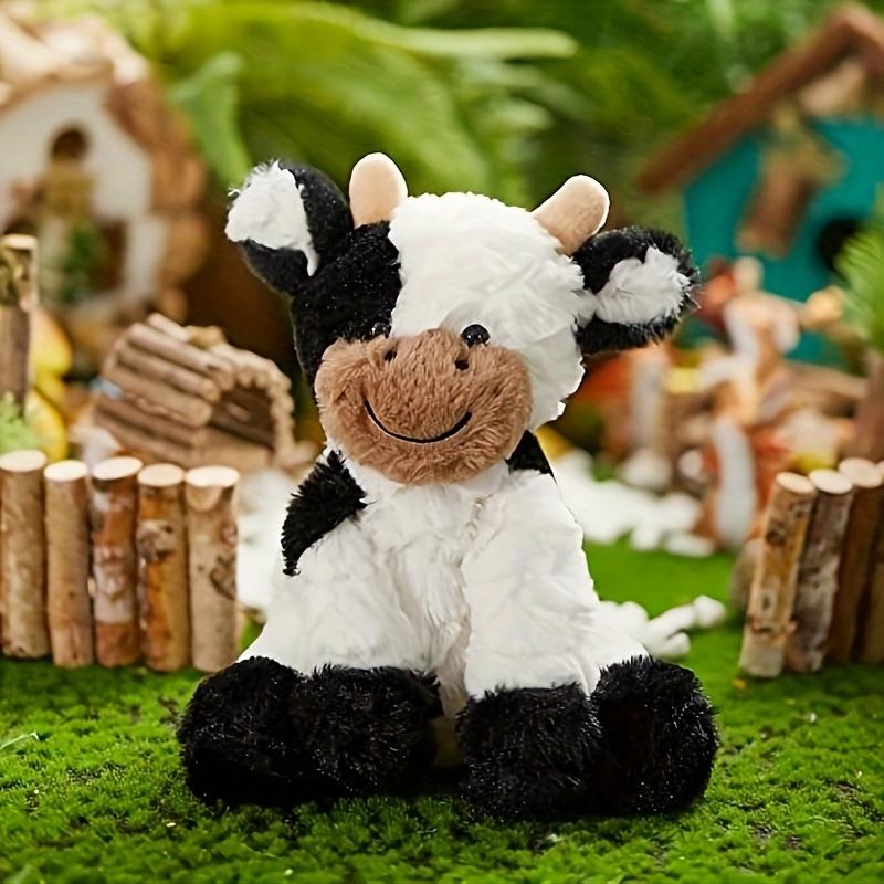Favorite Toy Unisex Kids Black 7.87In Cuddly Cow Plush Toy Soft Snuggly Stuffed Animal For Children Cute Silly Cow Doll Kawaii Cattle Plush Kids Birthday Gifts