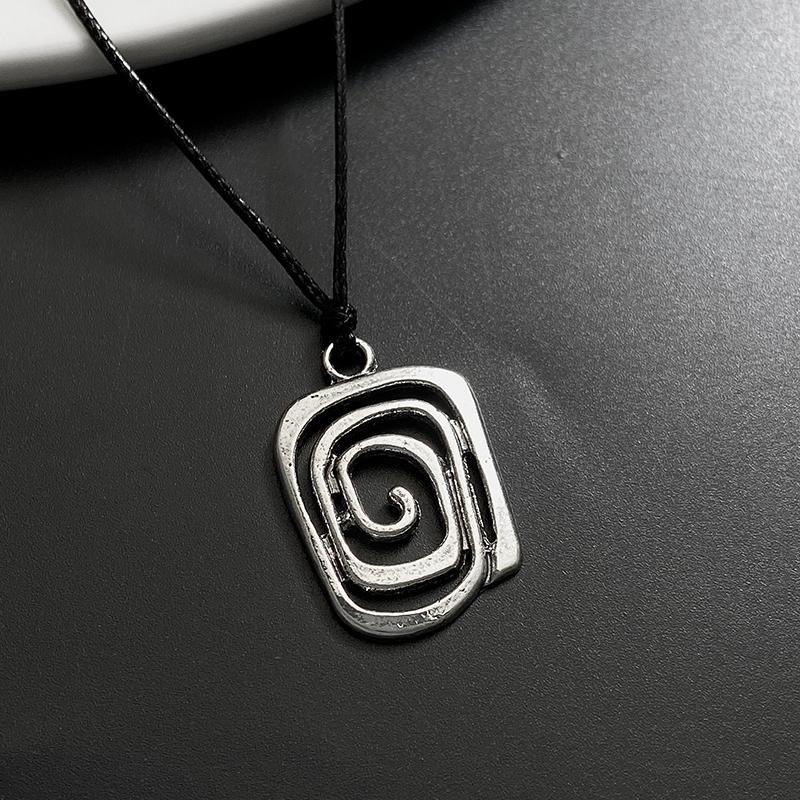 Vintage Spiral Vortex Pendant Hand-Woven Leather Rope Necklace For Women Unisex Boho Swirl Choker Necklace  Jewelry