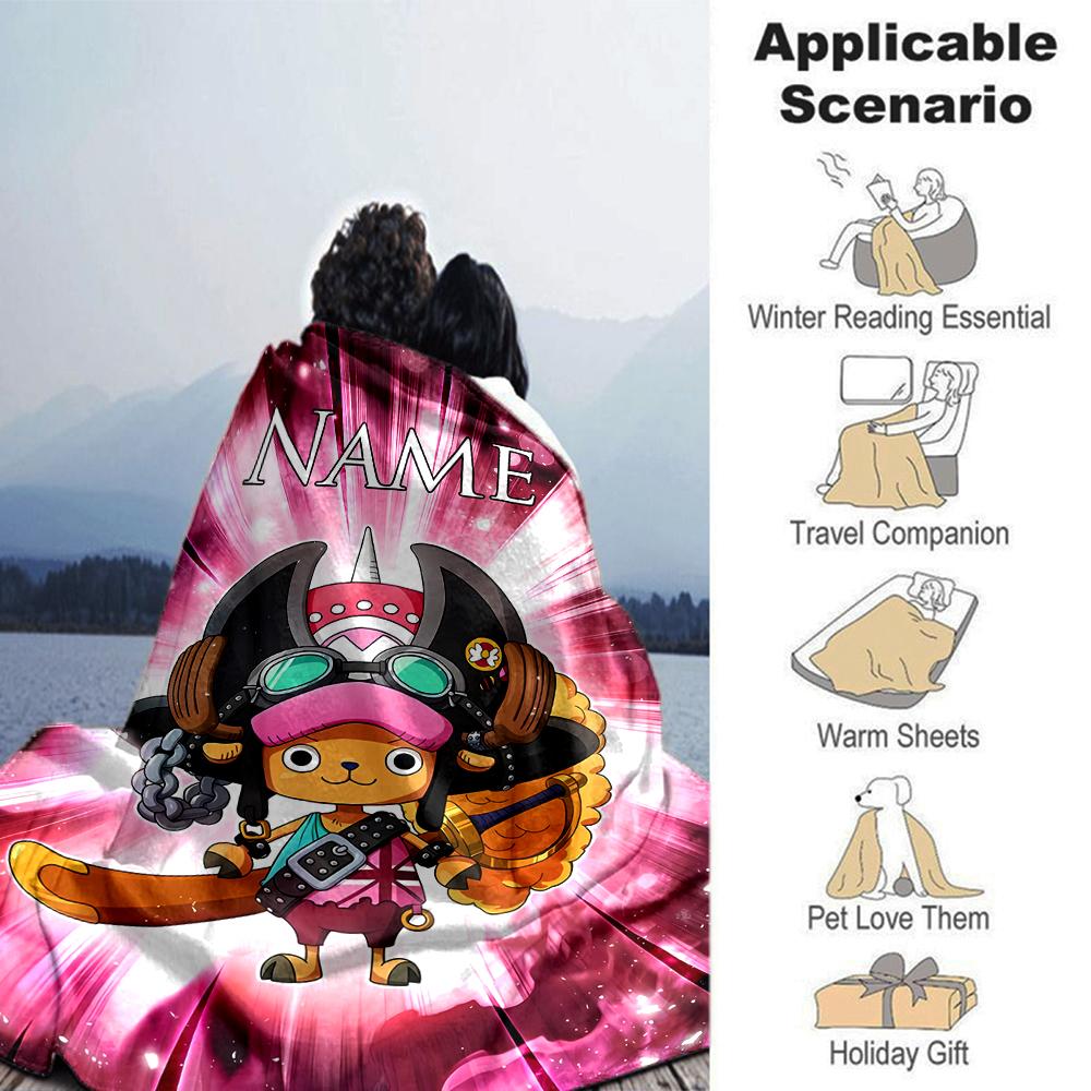 Customiz Name Personality One Piece Chopper Blanket Soft &Warm Sofa Office Bed Travel Lunch Break Blanket, Gift Suitable All Seasons