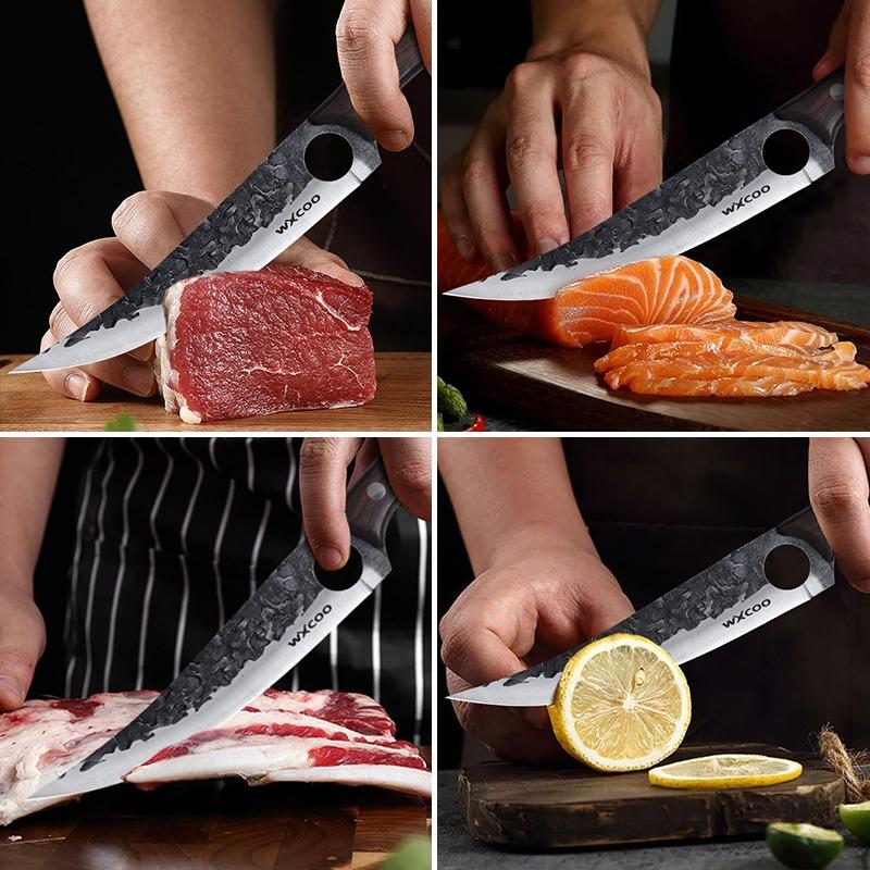 2PCS Stainless Steel Forged Boning Knife with Knife Sheath Fruit Knife Handmade Knife Peeling Knife Sharp Kitchen Chef Knife