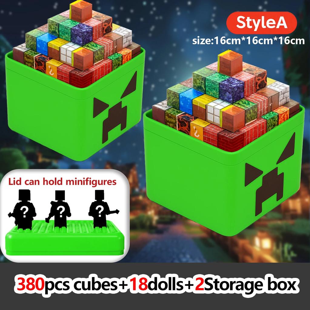 Non-Toxic New Magnetic Building Blocks Magnet Cube Pixel Style Brick Toy Storage Box Lid Can Hold Figures Toys Children Gift