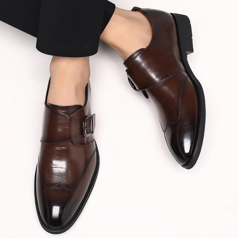 Fashion Luxury Brand Slip-on Gentleman's Stylish Social Business Formal Pointed Loafers Shoes Genuine Leather Dress Mens Wedding Oxfords