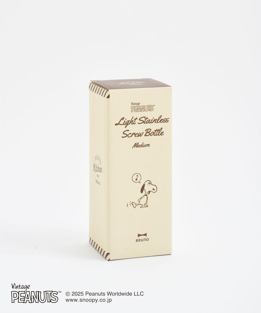 BRUNO PEANUTS Lightweight Stainless Steel Screw Bottle, Medium, Beige, Other, No Size, BHK271-ECRU