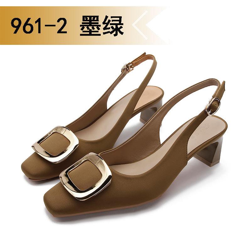 

Baotou sandals summer medium heel thick heel fairy style single shoes square head Roman shu high heels 36