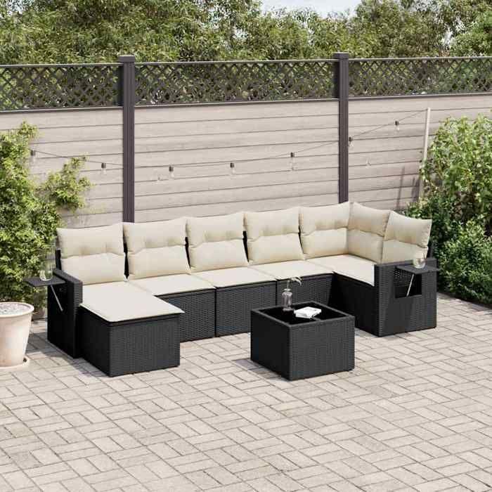 VidaXL Garden Lounge Set with Cushions 8 Pcs, Patio Sofas, Patio Furniture Set, Outdoor Furniture, Black 3252823