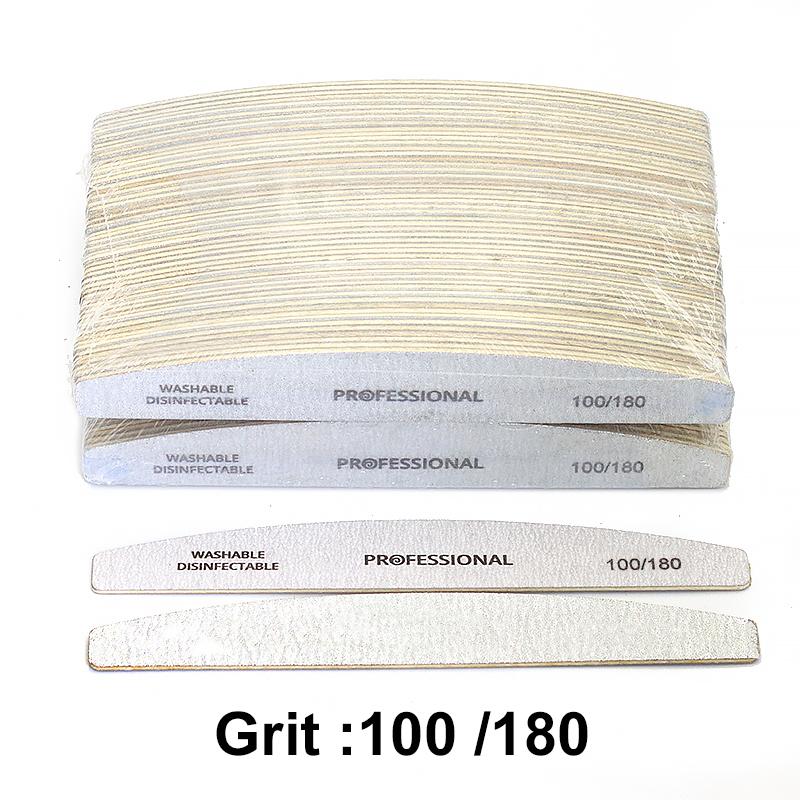 50/100Pcs Professional Wooden Nail Files 180/240 Buffer 100/180 Grey Boat Wood Sandpaper Block Gel Polisher Sanding Nail Files