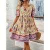 Women's Summer Vacation Printed Short-sleeved Dress