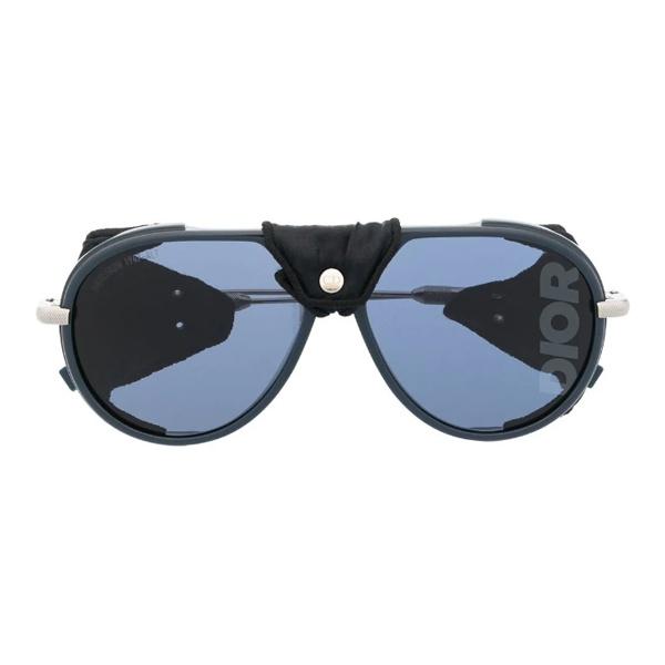 Dior Logo Engraved Mirrored Legs Acetate Round Sunglasses Women Sunglasses Blue DIORSNOWA1I30B8