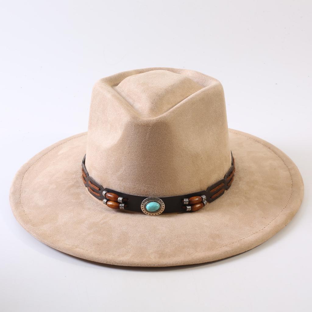 Best-selling European and American style suede velvet wide-brimmed top hat, classic fashion Western cowboy hat for men and women