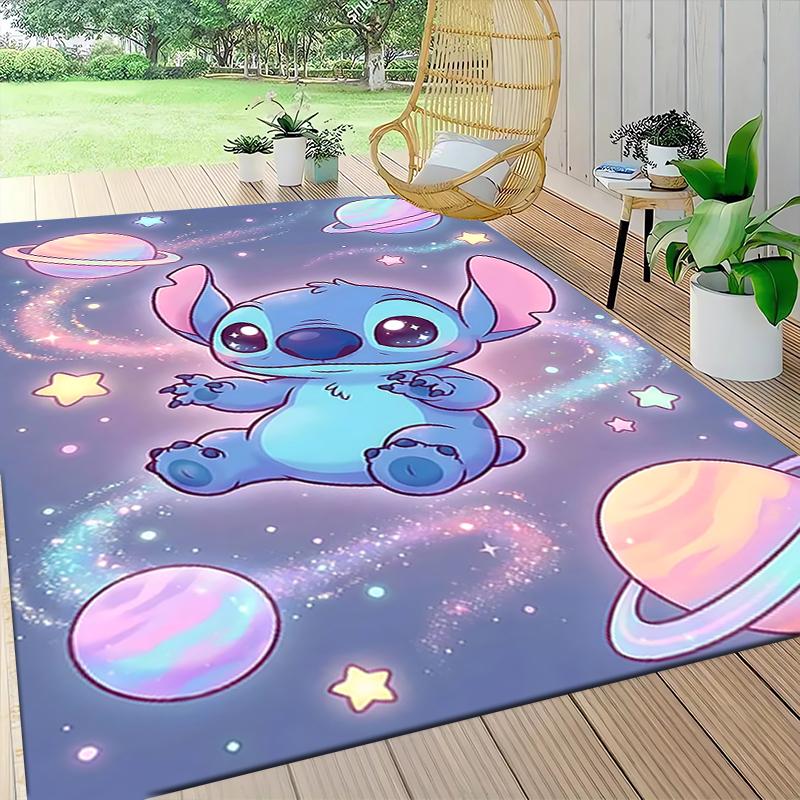 Stitch Space Adventure Carpet Rug Soft Washable Antislip Home Living Room Sofa Mats Personalized Christmas Rug