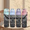 1PC Grey Owl Realistic Face Portrait Print 750ml Color Plastic Sports Water Bottle Leakproof Flip Straw Lid Suitable for Sports Office Home Use