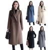 Thermal Winter Coat Women Double Breasted Overcoat Turn Down Collar Long Sleeved Loose Fit Jacket Solid Color Pockets Commuting Dating Spring Fall