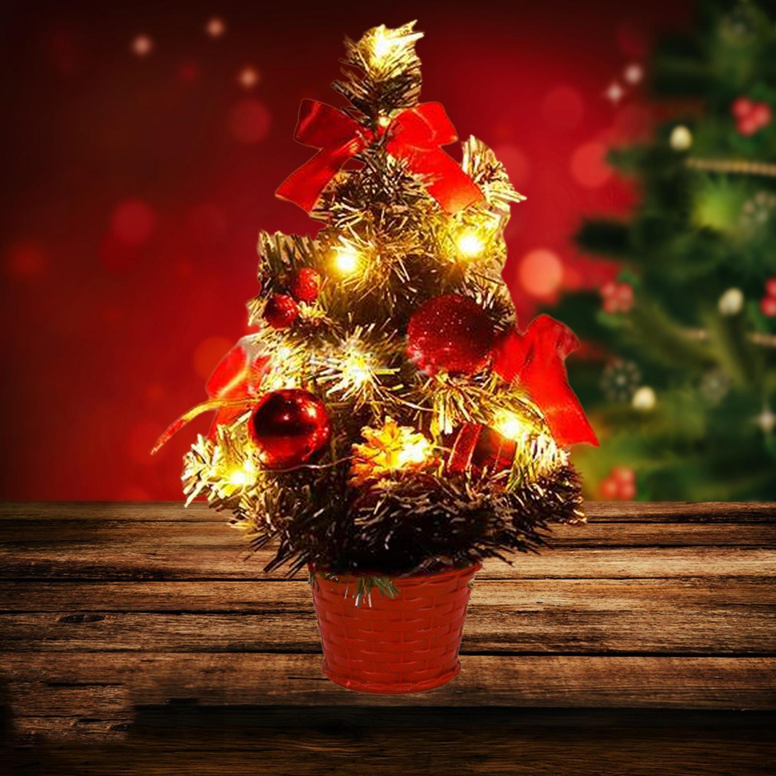 Desk Christmas Tree with Lights Artificial Decoration for Farmhouse 20 lights 30cm