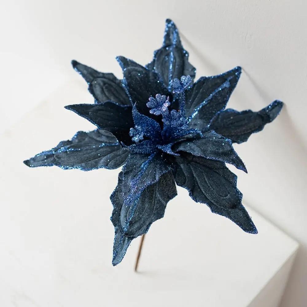 Flower Head Artificial Christmas Flowers Handmade DIY Simulated Christmas Flower Multi-color Xmas Tree Ornaments Event Layout