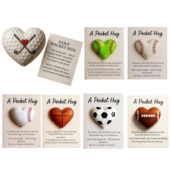 Golf Pocket Hug with Card Heart-Shaped Softball Golf Ball Pocket Hug Token Encouragement Keepsake Gift for Softball Lovers Golfers Sports Enthusiasts