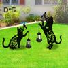 2 Pcs Metal Cat Solar Lights Outdoor Black Cat And Butterfly Yard Sign Waterproof Cat Silhouette Stake Lawn Light for Garden Patio