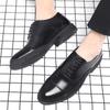 Three joint leather shoes men's hollow inner height increase dress men's shoes cowhide best man wedding shoes 2025