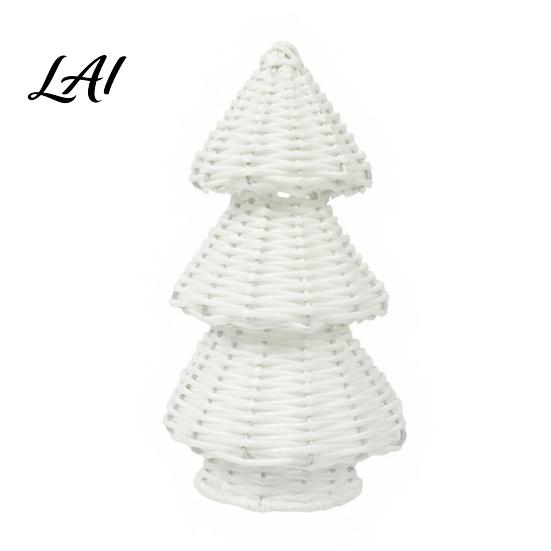 Eco Friendly Festive Ornaments Handwoven Rattan Christmas Tree Cone Xmas Tree Tabletop Ornament Rustic Nordic Style Decor Holiday Centerpiece M
