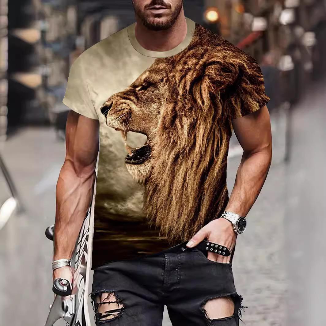 

Летние мужские футболки с 3D принтом животных и собак, модные повседневные спортивная одежда с круглым вырезом и короткими рукавами, крутые уличные топы больших размеров L