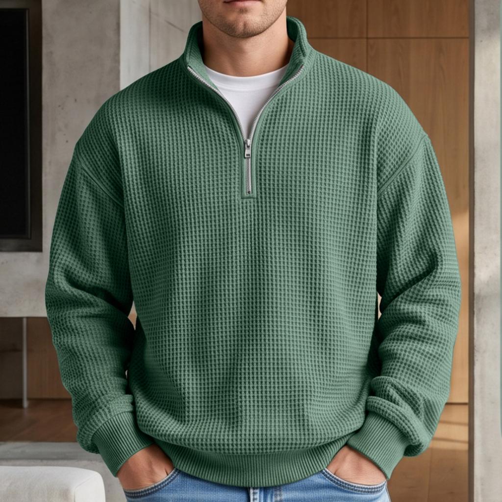 Men's Casual Half Zip Stand Collar Pullover Sweatshirt