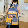 Studenten Farbblock Schultasche Mädchen Rucksack mit großer Kapazität mit Geldbörse
