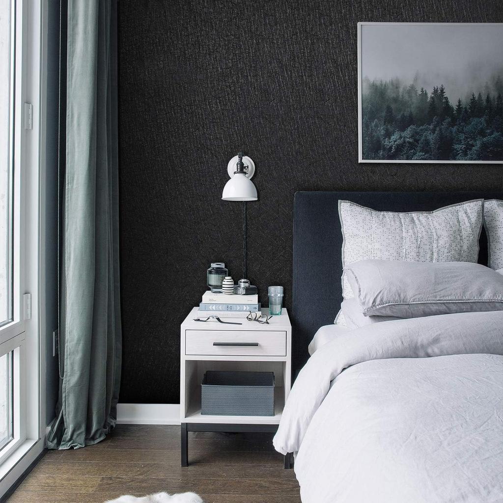 8M Black Silk Contact Paper Home Decor Paper Textured Self-Adhesive Wall Cover For Cabinet Table Chair Room Backdrop Renovation